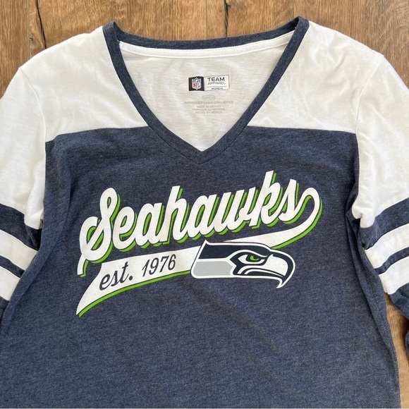 Seattle Seahawks T Shirt 3/4 Sleeve NFL Team Apparel Football Casual Top - Picture 2 of 13